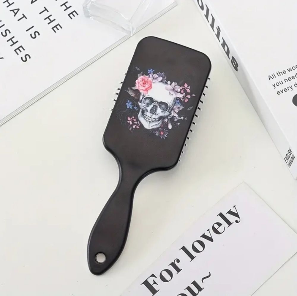 Skull brush floral day of the dead hairbrush